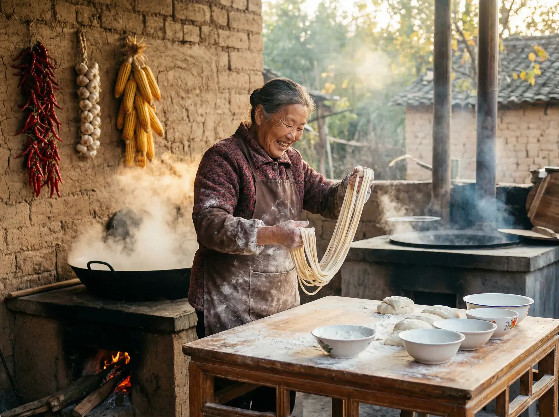 农家大嫂手擀面 - 聚焦之虹 乡村美食